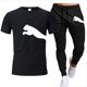 thumbnail image 2 of 2022 Verano Nuevo Camiseta De Hombre + Pantalones Traje De Deportes Marca Logo Impresión Casual Moda Algodón Ropa De Manga Cortapangjing, 2 of 4