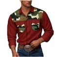 thumbnail image 2 of HAOTAGS Mens Button Down Shirts, Printed Long Sleeve Cowboy Dress Shirts Casual Work Shirts Wine 5XL, 2 of 8