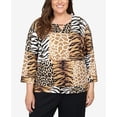 thumbnail image 4 of Alfred Dunner Womens Plus-Size Split Neck Animal Patch Top, 4 of 6