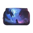 thumbnail image 2 of Disketp Red And Blue Fire Dragon Estuche de Lápices de Doble Capa con Tapa Abatible y Cremallera, Organizador Escolar para Adolescentes y Adultos, 2 of 7