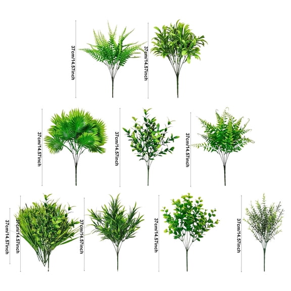 Artificial Plants Uv Flowers Greenery Stems, Fern Faux Shrubs Plastic Plants for Garden Porch Planter Home Decor — LAILLSH