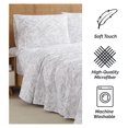 thumbnail image 4 of Winter Brush Collection, 4-Piece Queen Size Sheets Set, 14" Deep Pocket Fitted Sheet and White Flat Sheet Queen Set, White Sheets with Sand Flowers, Floral Pillow Cases, 4 of 8