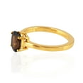thumbnail image 3 of KIRAN FINE JEWEL Oval Brown Smoky Quartz Single Stone Band Ring Yellow Gold Plated 925 Silver Anniversary Women Statement Jewelry Gift For Her, 3 of 5