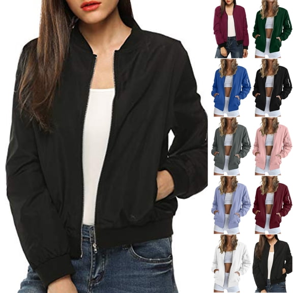 Dezsed Women's Lightweight Sportswear Jacket Casual Bomber Jacket Womens Classic Quilted Jacket Short Bomber Jacket Coat Black S