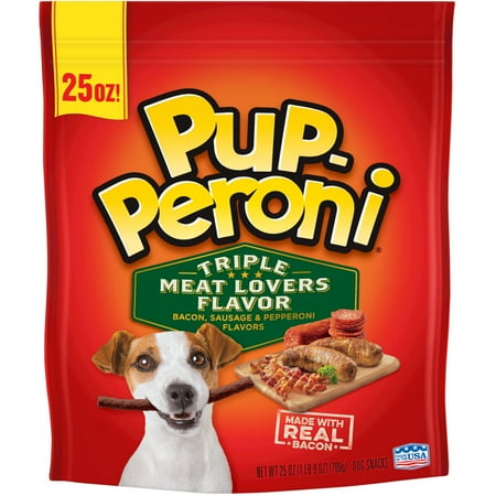 Rabbit Sausage - Pup-Peroni Triple Meat Lovers with Bacon, Sausage & Pepperoni Flavor Dog Snacks, 25-Ounce
