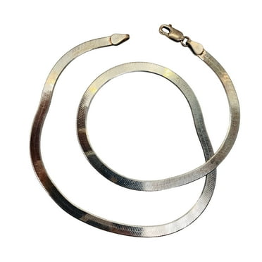 Sleek Sterling Silver 4mm Herringbone Chain 30" Necklace