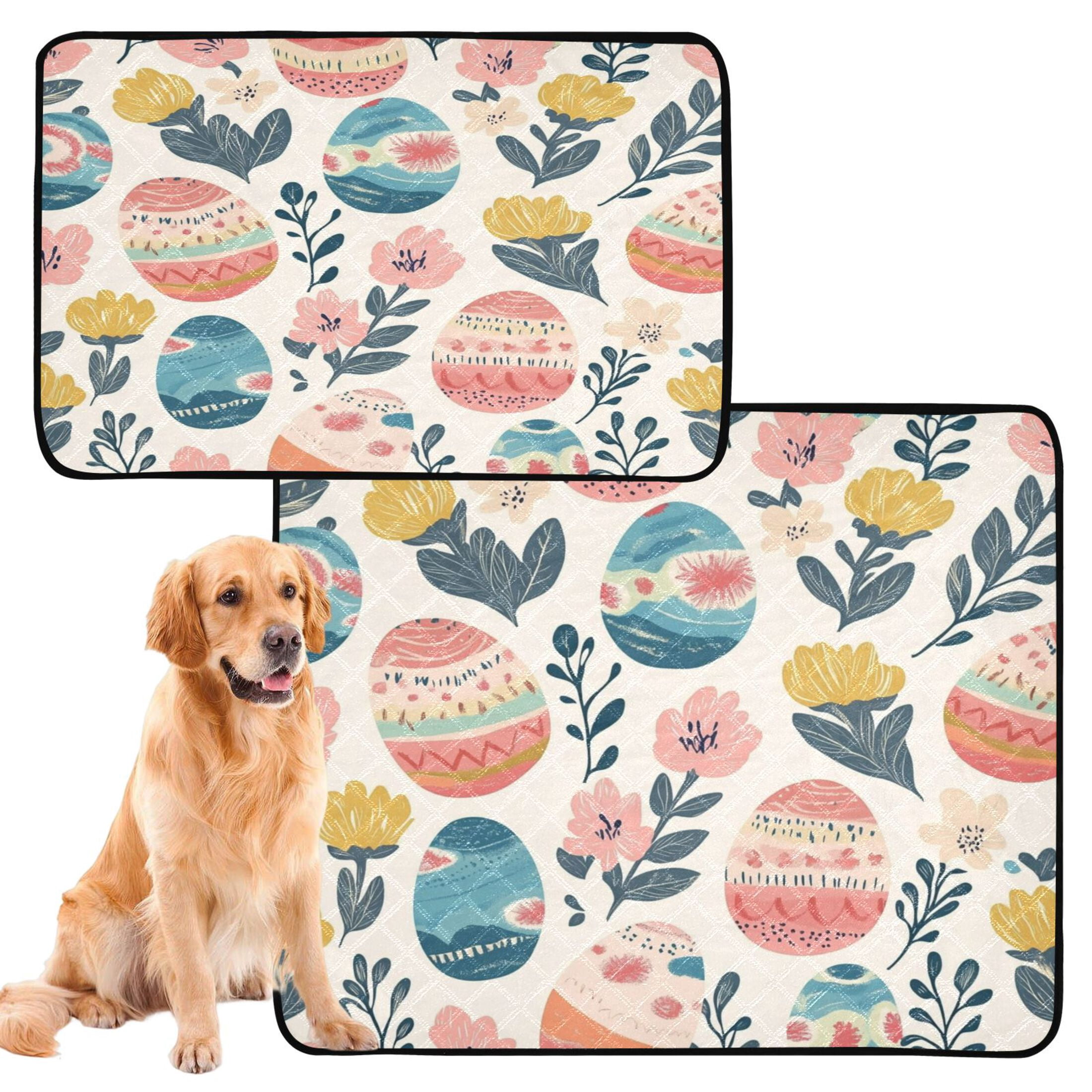 Qxltty Happy Easter Eggs Cat litter Pads Pet Set of 3 Diaper Mats Center Anti-leakage Layer Absorbent Soft and Comfortable
