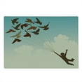 thumbnail image 2 of Birds Cutting Board, Silhouette of Boy Carried by Flying Pigeons Inspiration Follow Your Dreams Print Home, Decorative Tempered Glass Cutting and Serving Board, Large Size, Multicolor, by Ambesonne, 2 of 5