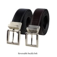 thumbnail image 2 of NYFASHION101 Men's Genuine Textured Leather Reversible Dress Belt w/ Metal Buckle, Black/Brown, Large, 2 of 4