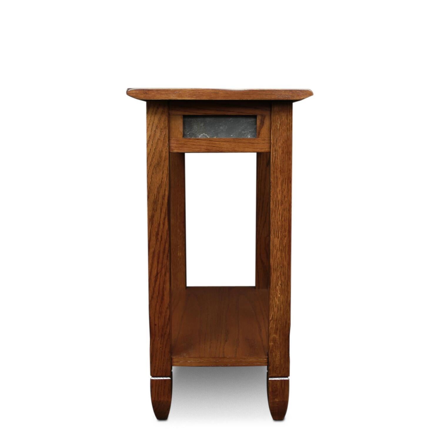HomeStock Gothic Glamour Rustic End Table, Distressed Rustic Oak, Decorative Slate Details, Space-Saving Design, Perfect for Small Spaces and Cozy Corners