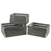 Wald Imports 8112-S3 Gray-wash Wood Crates, Set of 3 - Large