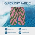 thumbnail image 4 of Men's Swim Trunks Quick Dry Bathing Suit Swimming Board Shorts Mesh Lining Beach Swimwear Pink Green Diagonal Lines, 4 of 5