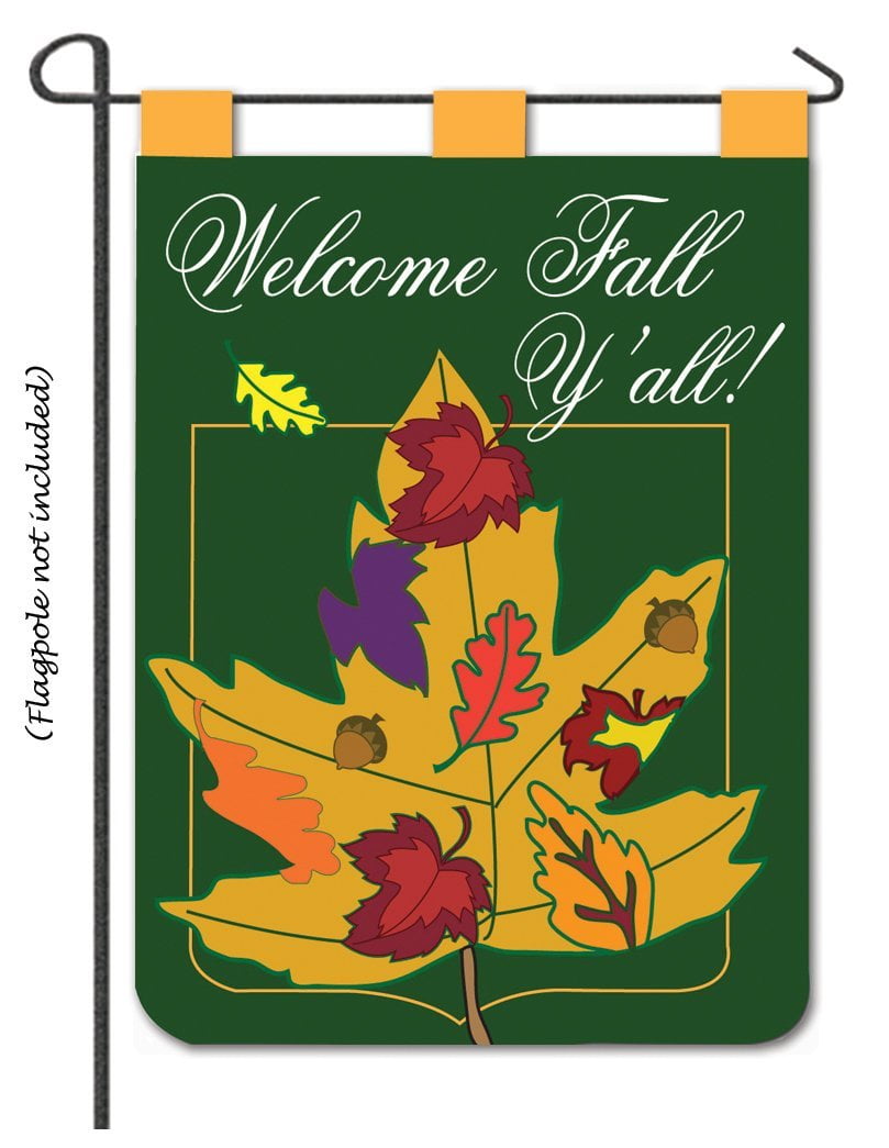 Leaf - Welcome Y'all Fall Garden Flag 13 x 18, Celebrate the fall