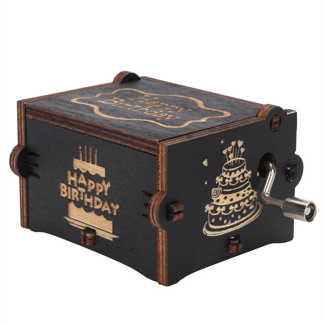 Caja de música de juguete, caja de música de color negro con manivela, regalo de cumpleaños, diseño revolucionario