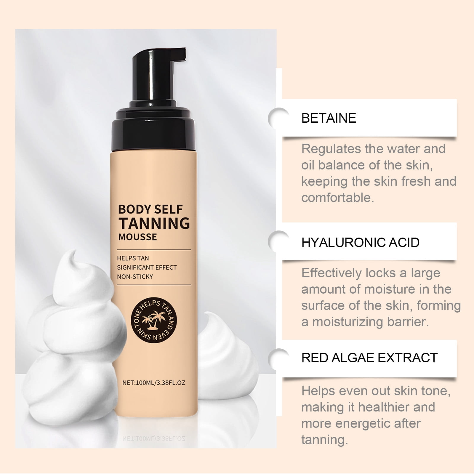 Alvantor Sunless Self Tanner Mousse, Bronze Tanning, 3.38 fl. oz.