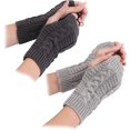 thumbnail image 1 of 2 pares de guantes sin dedos, guantes cálidos para protectores de muñeca para mujer, guantes cálidos para guantes de invierno para mujer, guantes de punto para escribir con medio dedo -2 colores, 1 of 5
