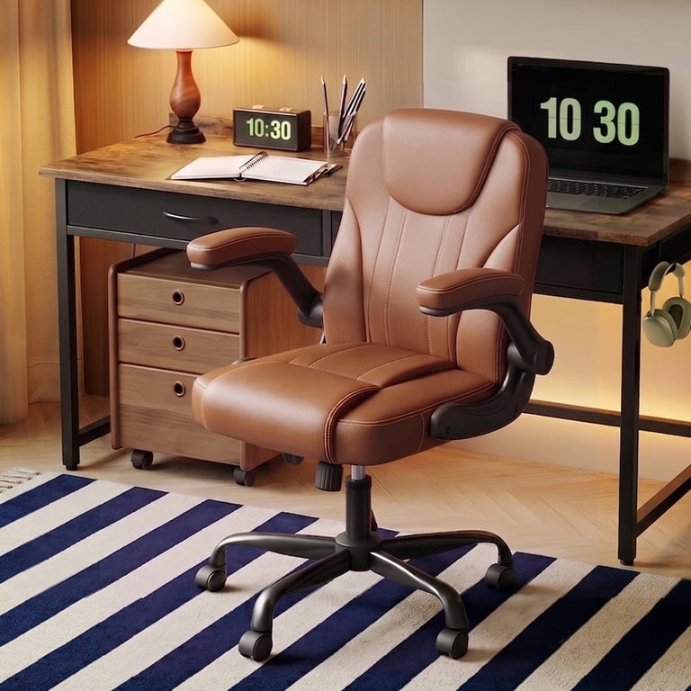Pinmoco Ergonomic Office Chair High Back, Brown PU Leather photo 3