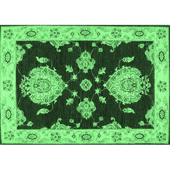 Ahgly Company Indoor Rectangle Persian Emerald Green Traditional Area Rugs, 7' x 10'