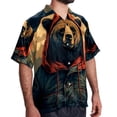 thumbnail image 2 of Vintage Bear Men's Spread Collar Poplin Beach Shirts - Casual Printed Button Down Short Sleeve Summer Tops for Unisex, 2 of 6