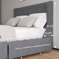 thumbnail image 5 of Gewnee Full Size Bed Frame with 4 Storage Drawers and Wingback Headboard,Button Tufted Design,No Box Spring Required,Dark Grey, 5 of 9