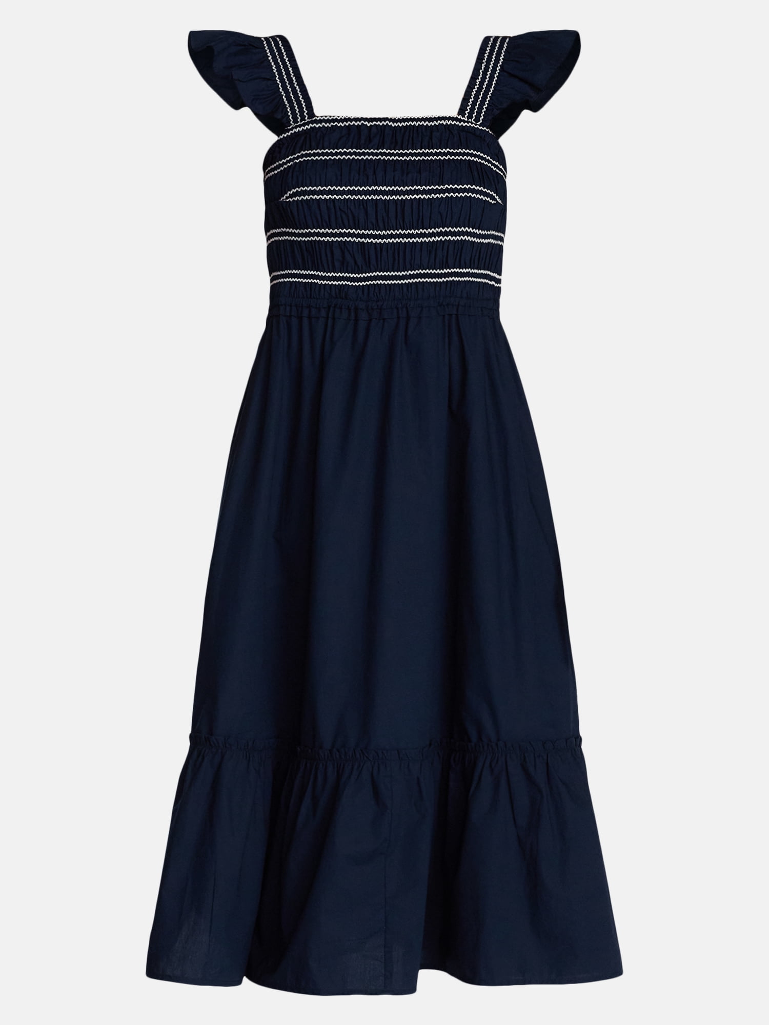 Time and Tru Women's and Women's Plus Sleeveless Smocked Cotton Midi Dress, Sizes XS-4X