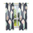thumbnail image 7 of Yayeee Window Curtains Light Filtering 63"x52" Grommet Panel Pair Home Living Room Decor, Black Cubes, 7 of 7