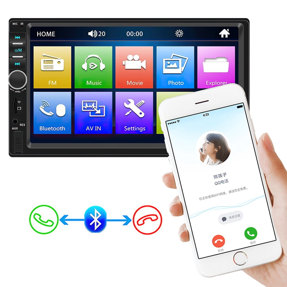 DFITO 7inch Double Din Car Stereo, Bluetooth Car Radio, MP5 Player, HD Touch Screen, FM Receiver