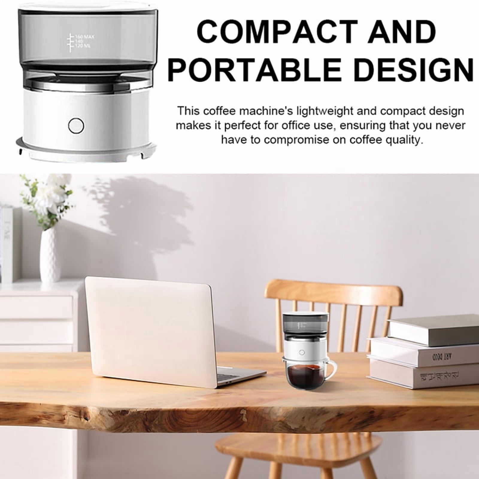 Portable Hand-Pressed Coffee Maker with Stainless Steel Filter Automatic Drip for Travel, Camping,