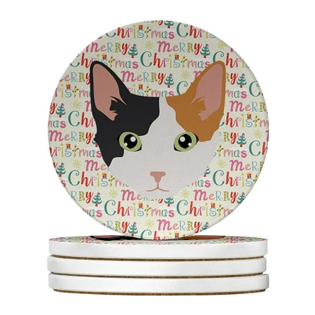 

Skookum Cat Christmas Large Sandstone Coasters Pack of 4 4 in x 4 in