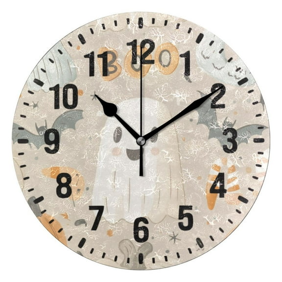 Yayeee 10" Wall Clock Battery Operated Quartz Round Silent Non-Ticking Home Decor,Halloween Ghosts