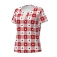 thumbnail image 2 of Naloa Plaid Heart Print T-Shirts Short Sleeve V Neck Tees for Women Fashion Tops Trendy Lightweight Soft Casual Summer Outfits Clothes, 2 of 5