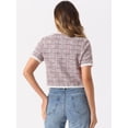 thumbnail image 3 of DARING DIVA Women's Short Sleeve Tweed Jacket Crew Neck Button Front Cropped Cardigan XS Pink, 3 of 6