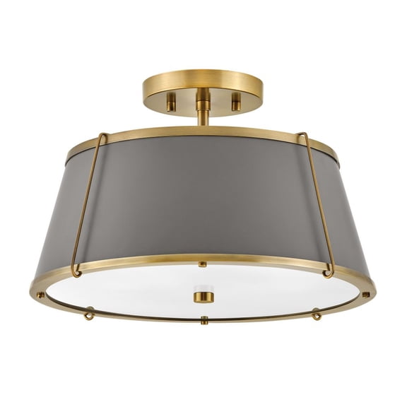 4893LDB Hinkley Lighting Clarke - 24W 2 LED Medium Semi-Flush Mount-9.5 Inches Tall and 15 Inches Wide-Lacquered Dark Brass/Dark Matte Grey Finish