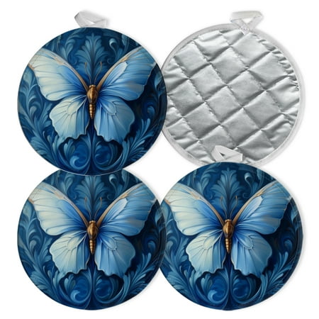 

4 PCS Pot Holders for Kitchen Potholders Sets with Hook for Oven Cooking Baking Delicate Butterfly In Sea Of Blue