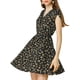 thumbnail image 2 of Vestido con cinturón de manga de pétalo cruzada en V floral para mujer XL negro, 2 of 8