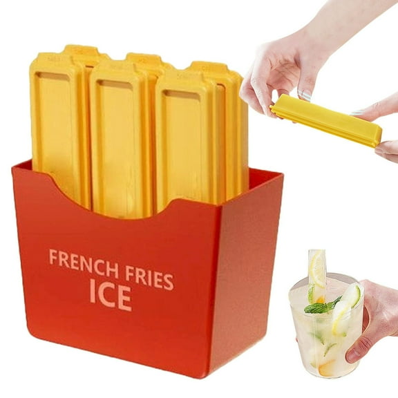 French Fry Ice Cube Mold - Silicone Ice Stick Maker for Drinks with Easy Push & Pop Design - Fun Novelty Ice Trays for Parties, Kids & Cocktails Clearance