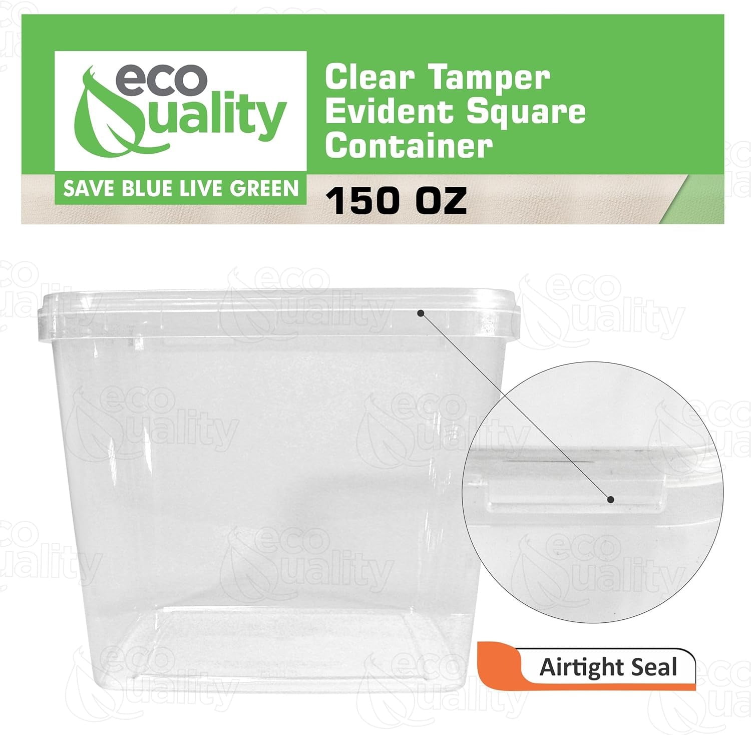 150 oz Square Clear Stackable Deli Containers with Airtight Tamper-Proof Lids, BPA-Free Plastic Food Storage, Microwave, Freezer Safe, Meal Prep, Takeout Containers for Kitchen, Restaurants (10)