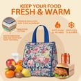 thumbnail image 5 of Pioneer Flower Floral Print Pattern Insulated Lunch Bag for Women & Adults,Large Portable Soft Cooler Lunch Bag,Thermal Food Storage Tote with Pearl Cotton,8.66L,8.75x5.75x9.5 Inch, 5 of 6