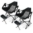 thumbnail image 1 of Gymax 2PCS Hammock Camping Chair w/ Retractable Footrest & Carrying Bag for Camping Black, 1 of 10