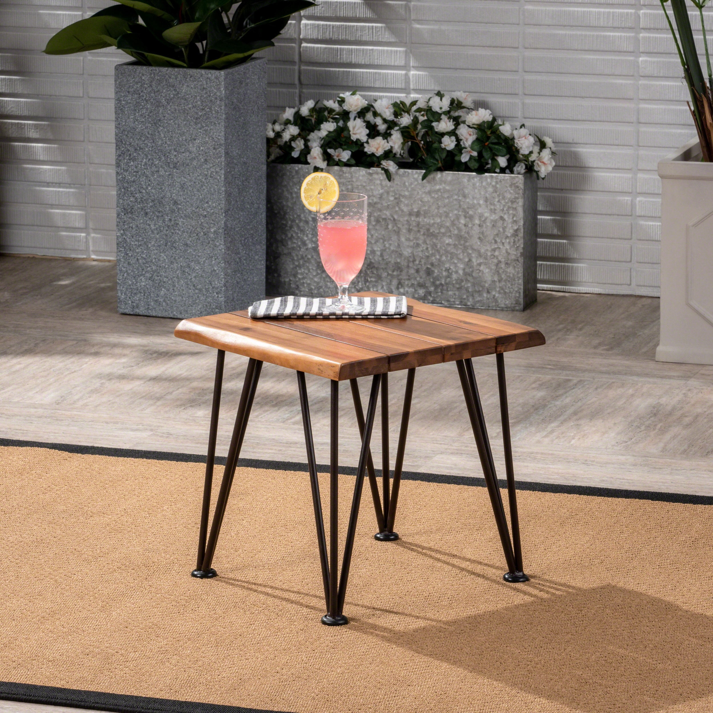 Industrial Wood And Metal Accent Table