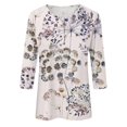 thumbnail image 5 of Tunique Imprimée à Manches 3/4 pour Femmes, Col Rond, Blouse Décontractée, Tee-Shirt pour Usage Quotidien, 5 of 5