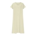 thumbnail image 5 of Meichang Linen Dresses for Women 2025 Casual Flowy V Neck Short Sleeve Maxi Dress Lightweight Summer Beach Vacation Clothes, 5 of 6