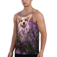 thumbnail image 2 of Fotbe Dog in Lavender Flowers Pattern Men's Quick Dry Workout Tank Top Gym Muscle Tee Fitness Bodybuilding Sleeveless T Shirt Breathable Workout Shirt-XX-Large, 2 of 9