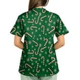 thumbnail image 4 of Inglocry Christmas Scrub Tops Woman V Neck Short Sleeve Nursing Tops with Pockets Winter Holiday Print Scrub Top with Pockets Dark Green 5XL, 4 of 5