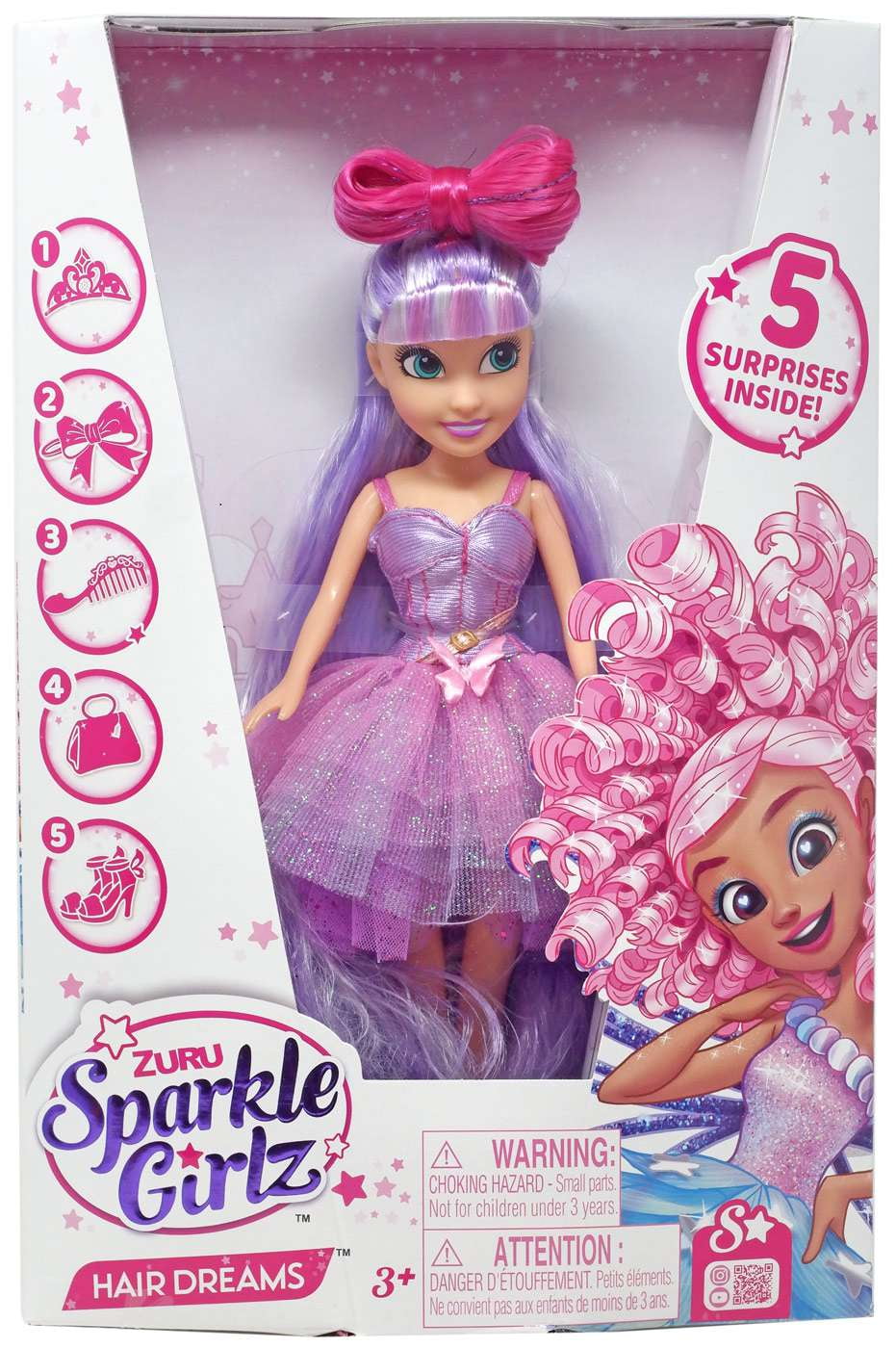Sparkle Girlz Hair Dreams Purple Doll