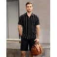 thumbnail image 2 of Camisa VATPAVE vintage a rayas de manga corta negra XL, 2 of 6