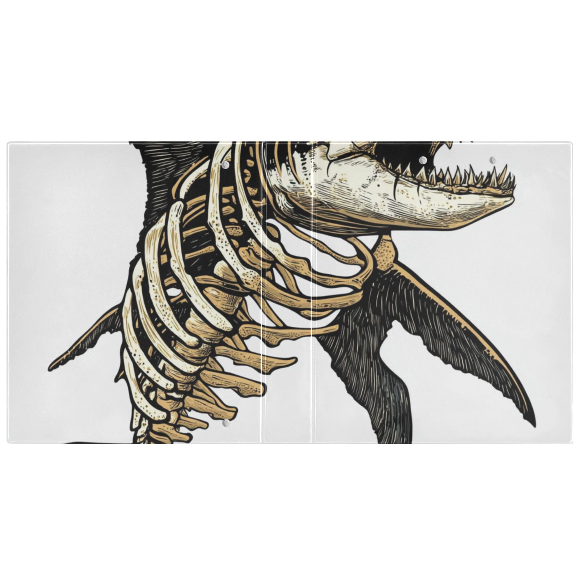 Shark Skeleton 3 Ring Binders 1.5 inch Hardcover File Folders with Interior Pockets A4 Size Organizer for School Office Hospital