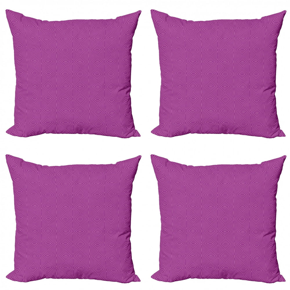 Magenta Throw Pillow Cushion Case Pack of 4, Turning Rotary Spiral Tile