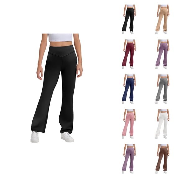Flare Leggings for Girls 2025 Casual High Waisted Bootcut Bell Bottoms Leggings Yoga Pants Kids Dress Pants