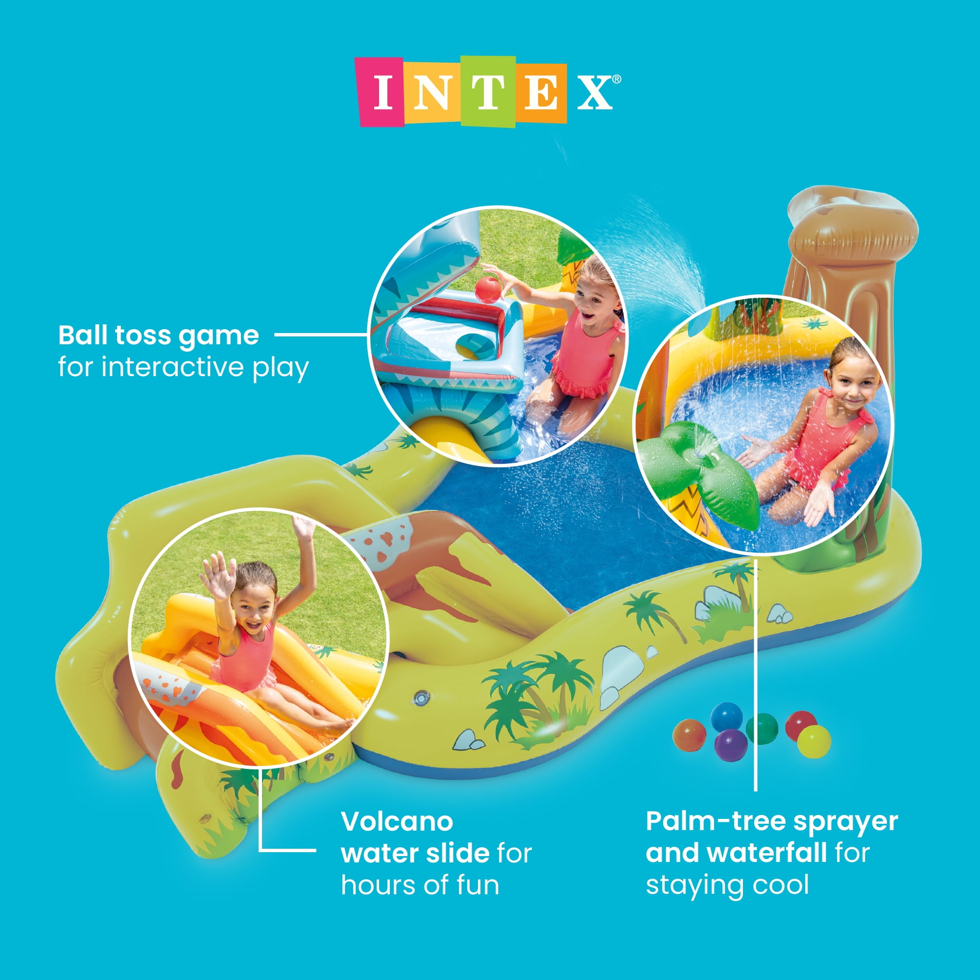 Intex Inflatable Kids Dinosaur Play Center Outdoor Water Park Pool w/ Slide